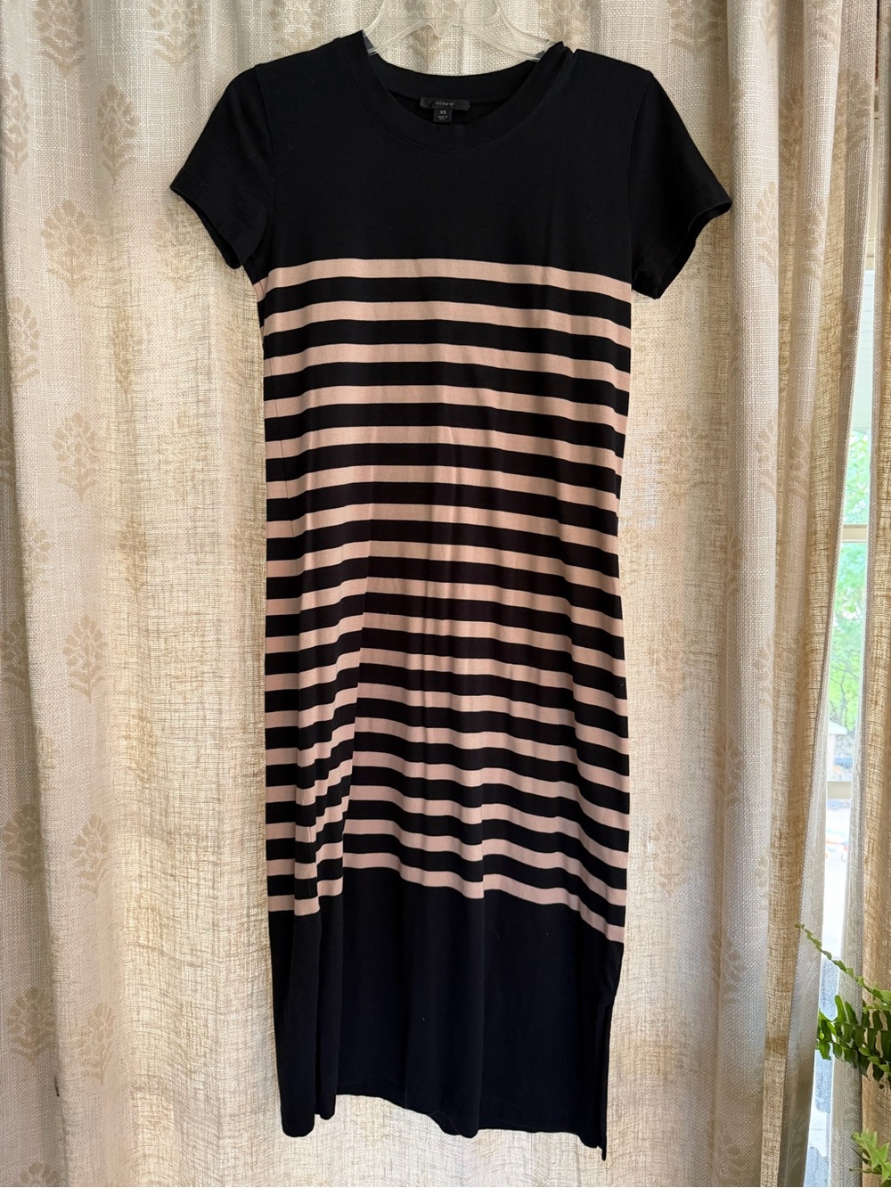 J.Crew Black Blush Striped Short Sleeve Knit Dress XS